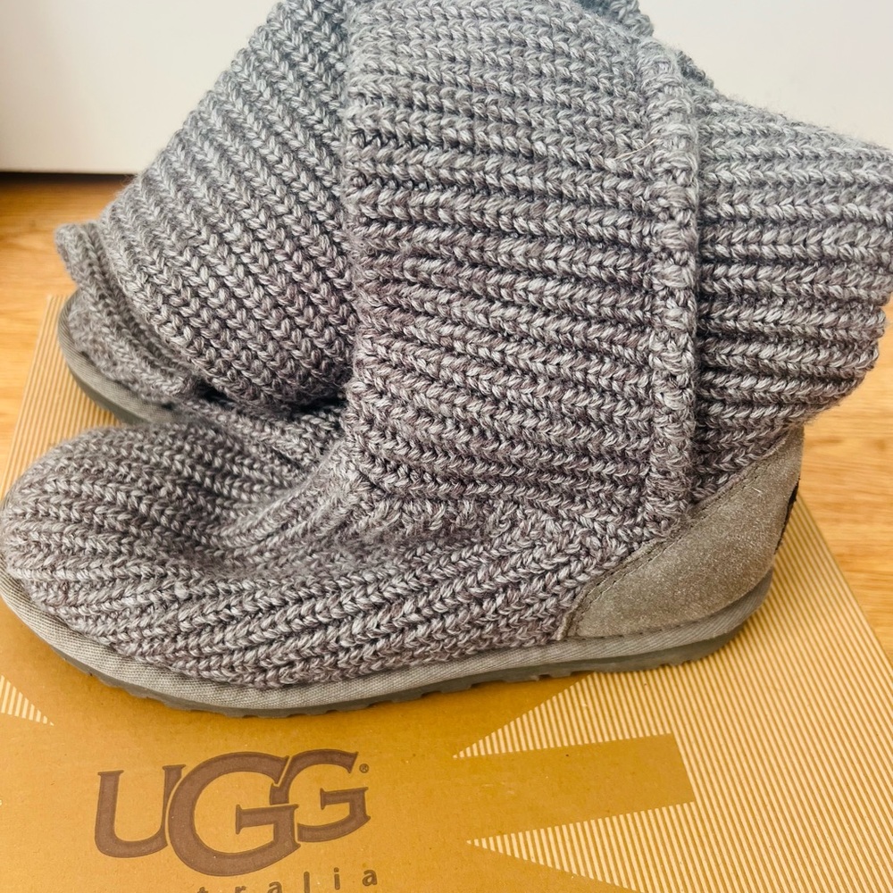 UGG Taupe Knit and Suede Boots